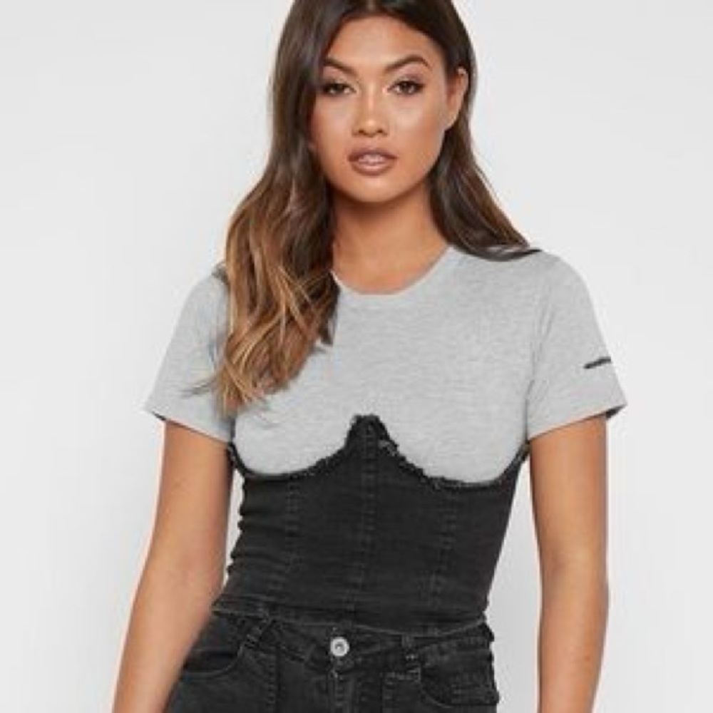 MANIERE DE VOIR DENIEM CORSET T SHIRT